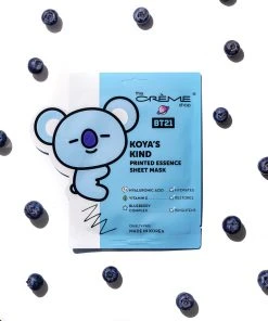 The Crème Shop X BT21 KOYA’S KIND Printed Essence Sheet Mask - Infused With Hyaluronic Acid, Vitamin E Oil, Blueberry Complex