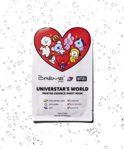 The Crème Shop X BT21 New Arrivals UNIVERSTAR’S WORLD Printed Essence Sheet Mask - Infused With Hyaluronic Acid, Collagen, AHA