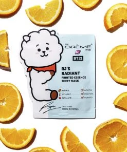 The Crème Shop X BT21 RJ’S RADIANT Printed Essence Sheet Mask - Infused With Retinol, Vitamin C, Squalane