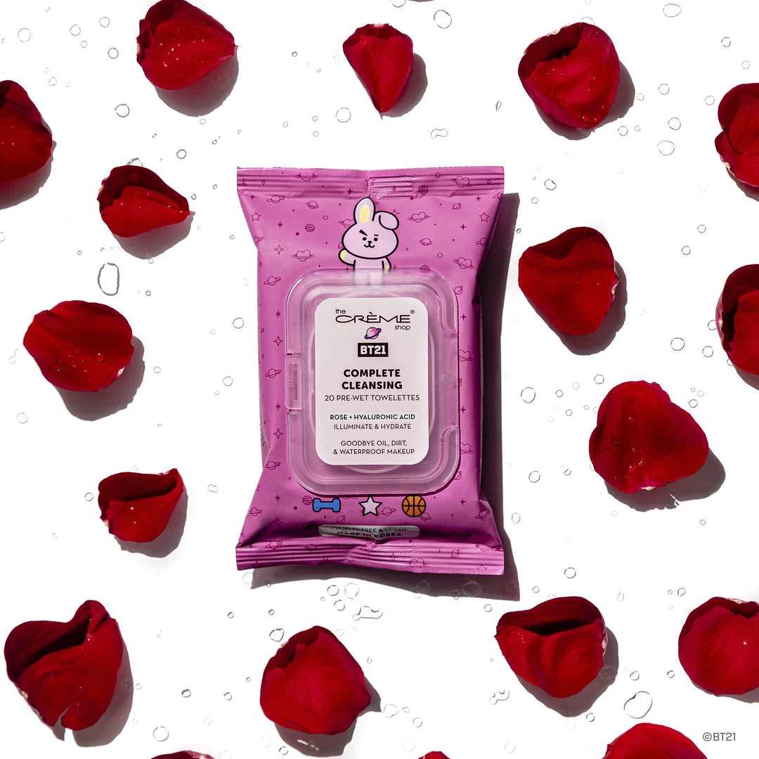 The Crème Shop X BT21 New Arrivals COOKY Complete Cleansing Towelettes - Rose & Hyaluronic Acid (20 Pre-Wet Towelettes) 1 The Crème Shop X BT21 New Arrivals COOKY Complete Cleansing Towelettes - Rose & Hyaluronic Acid (20 Pre-Wet Towelettes)