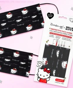 The Crème Shop X Sanrio Hello Kitty 3-Ply Disposable Protective Face Mask | Classic Black New Arrivals