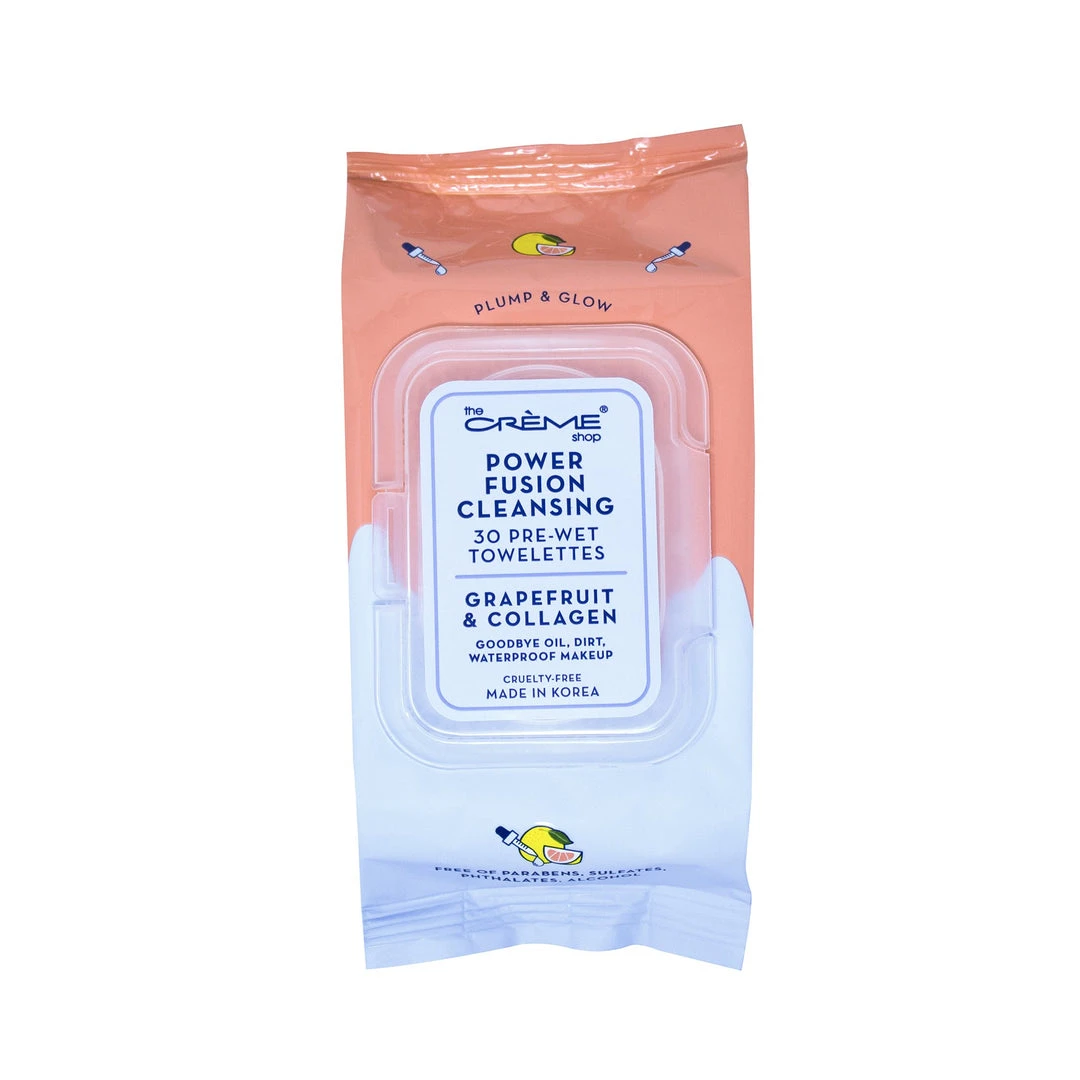 The Crème Shop Power Fusion Cleansing 30 Pre-Wet Towelettes - Grapefruit & Collagen 1 The Crème Shop Power Fusion Cleansing 30 Pre-Wet Towelettes - Grapefruit & Collagen