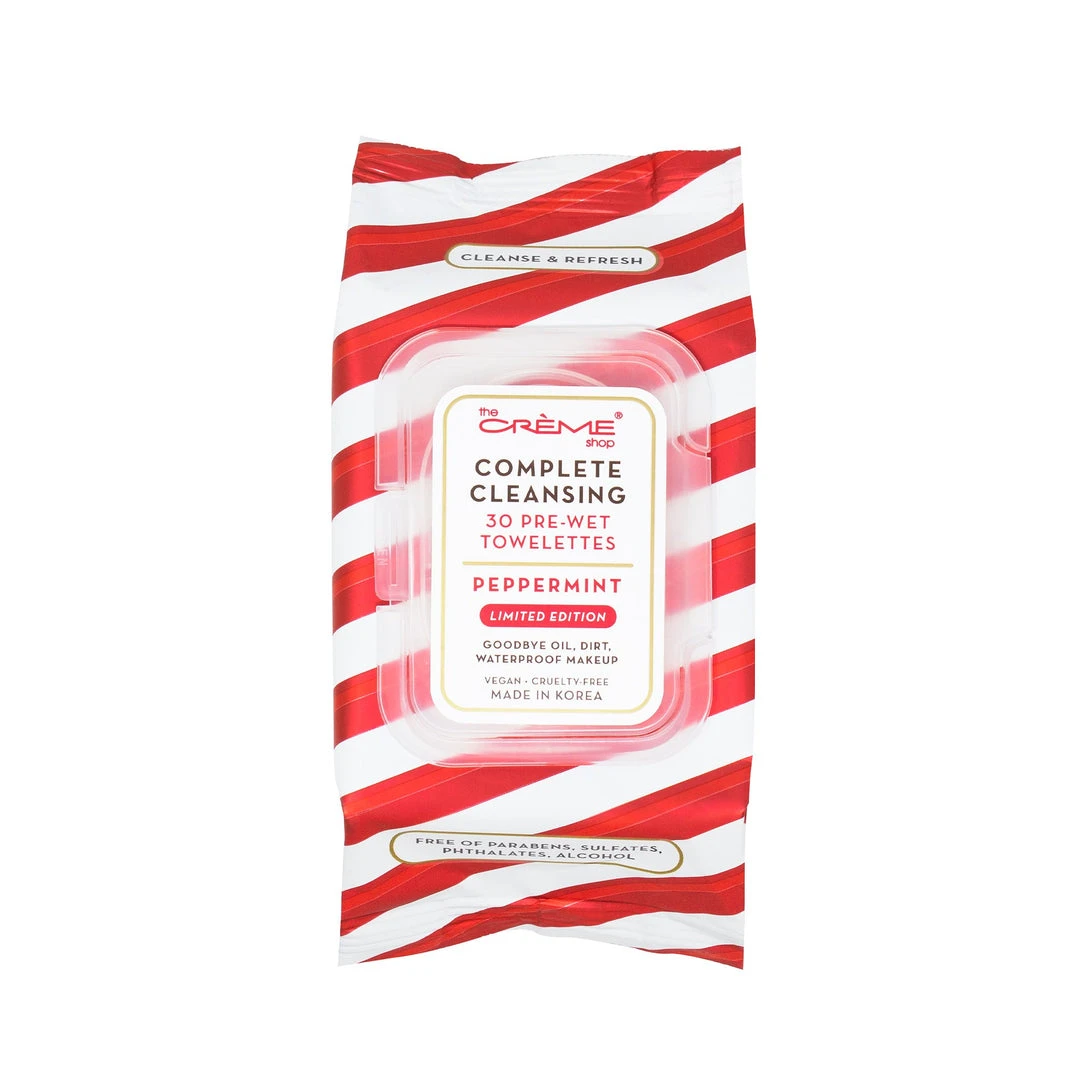 The Crème Shop Skincare Complete Cleansing Peppermint 30 Pre-Wet Holiday Towelettes 1 The Crème Shop Skincare Complete Cleansing Peppermint 30 Pre-Wet Holiday Towelettes