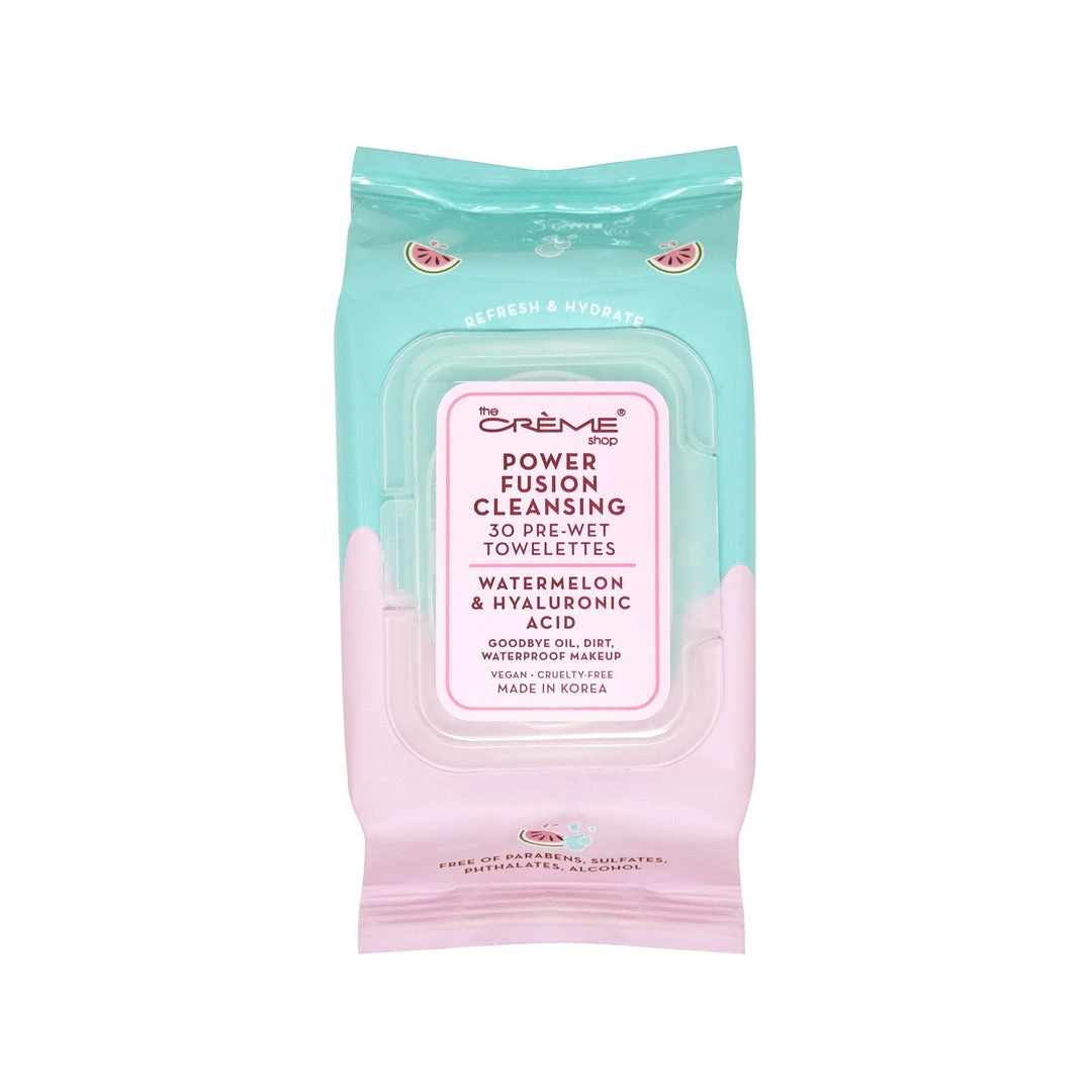The Crème Shop Skincare Power Fusion Cleansing Pre-Wet Towelettes - Watermelon & Hyaluronic Acid 1 The Crème Shop Skincare Power Fusion Cleansing Pre-Wet Towelettes - Watermelon & Hyaluronic Acid