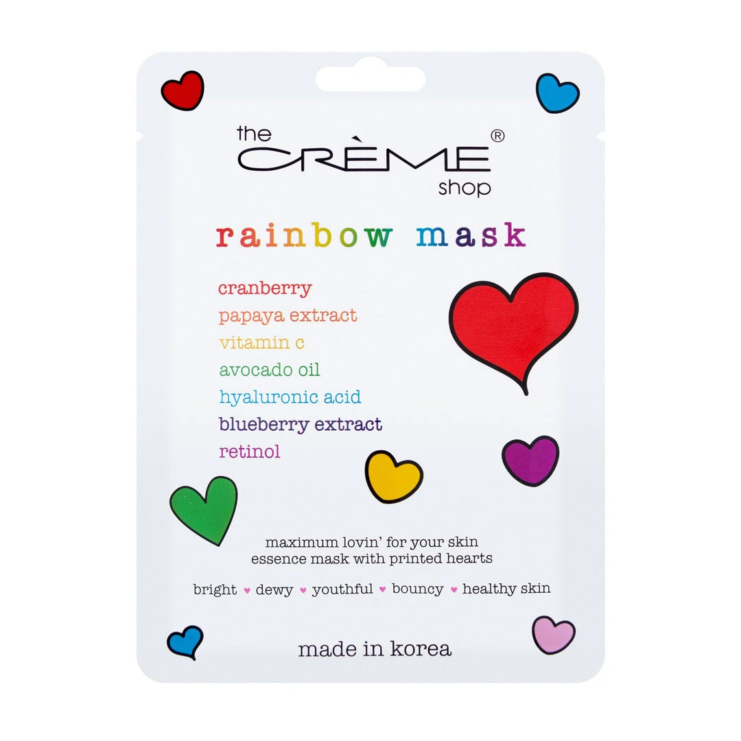 The Crème Shop Rainbow Face Mask Printed With Rainbow Hearts New Arrivals 2 The Crème Shop Rainbow Face Mask Printed With Rainbow Hearts New Arrivals