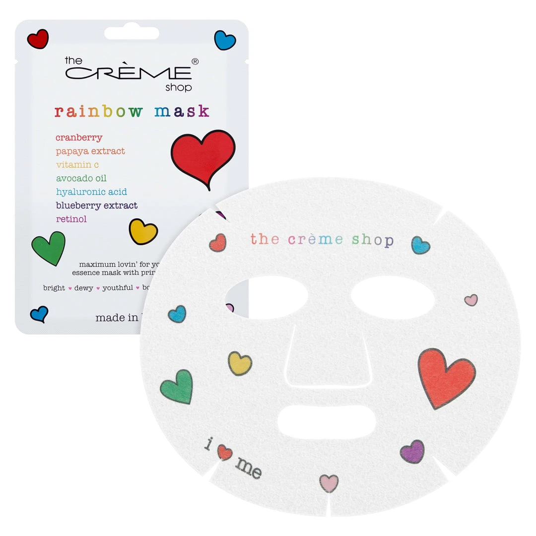 The Crème Shop Rainbow Face Mask Printed With Rainbow Hearts New Arrivals 3 The Crème Shop Rainbow Face Mask Printed With Rainbow Hearts New Arrivals
