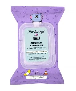 The Crème Shop X BT21 MANG Complete Cleansing Towelettes - Coconut Water & Raspberry (20 Pre-Wet Towelettes)