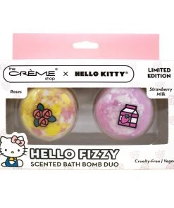 The Crème Shop X Sanrio New Arrivals Hello Kitty HELLO FIZZY Scented Bath Bomb Duo | Roses & Strawberry Milk (Cruelty-Free & Vegan)