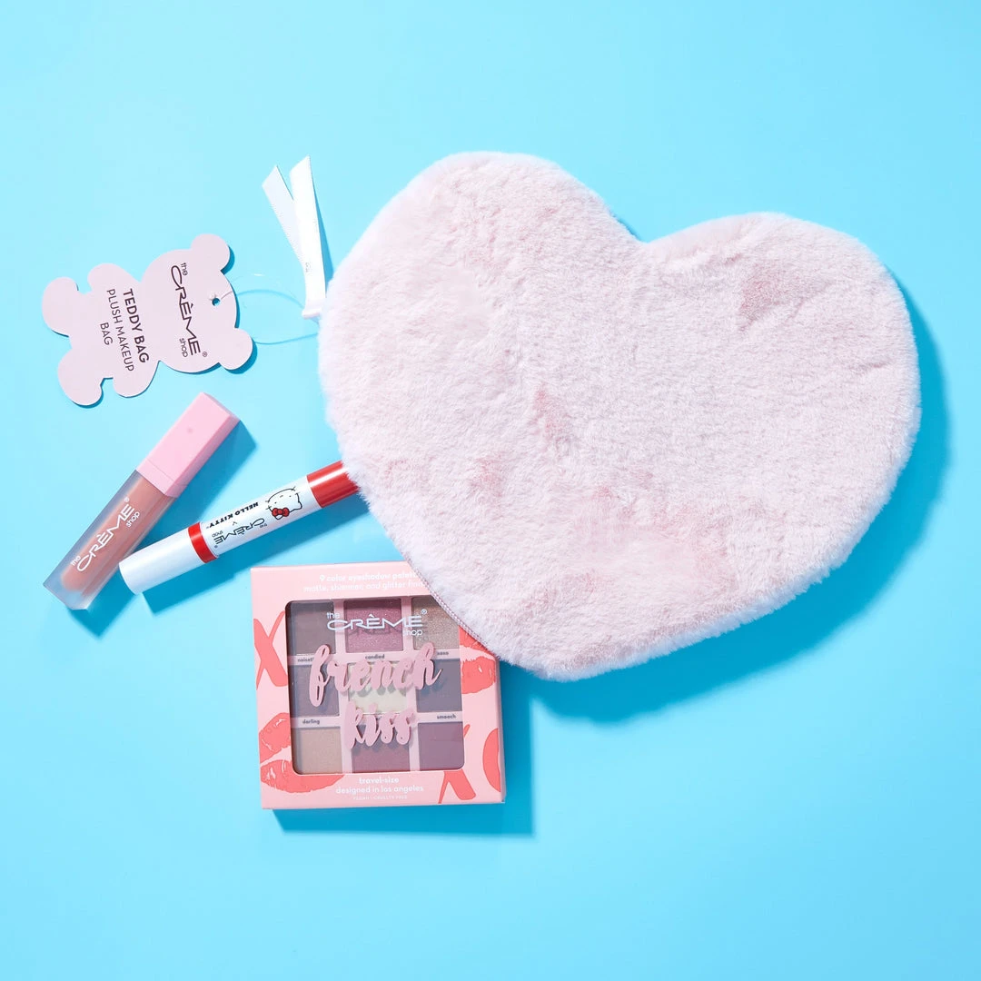 The Crème Shop Teddy Bag Plush Makeup Pouch - Sweetheart 1 The Crème Shop Teddy Bag Plush Makeup Pouch - Sweetheart