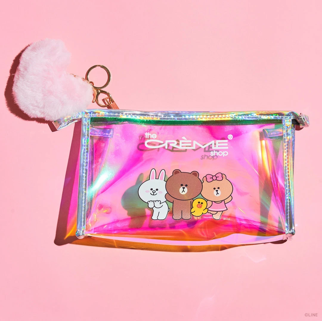 The Crème Shop X LINE FRIENDS LINE FRIENDS Makeup Pouch With Plush Heart Keychain 1 The Crème Shop X LINE FRIENDS LINE FRIENDS Makeup Pouch With Plush Heart Keychain