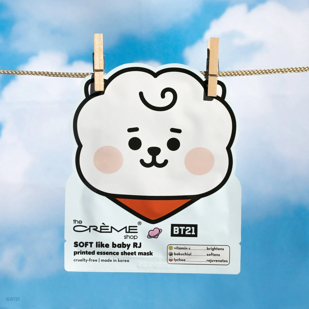The Crème Shop X BT21 BABY New Arrivals SOFT Like Baby RJ Printed Essence Sheet Mask (Vitamin C, Bakuchiol, Lychee) 1 The Crème Shop X BT21 BABY New Arrivals SOFT Like Baby RJ Printed Essence Sheet Mask (Vitamin C, Bakuchiol, Lychee)