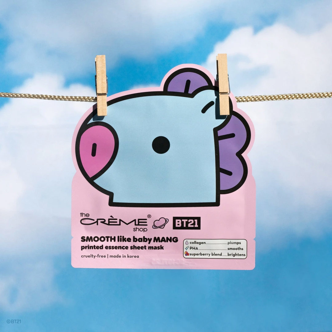The Crème Shop X BT21 BABY SMOOTH Like Baby MANG Printed Essence Sheet Mask (Collagen, PHA, Superberry Blend) 1 The Crème Shop X BT21 BABY SMOOTH Like Baby MANG Printed Essence Sheet Mask (Collagen, PHA, Superberry Blend)