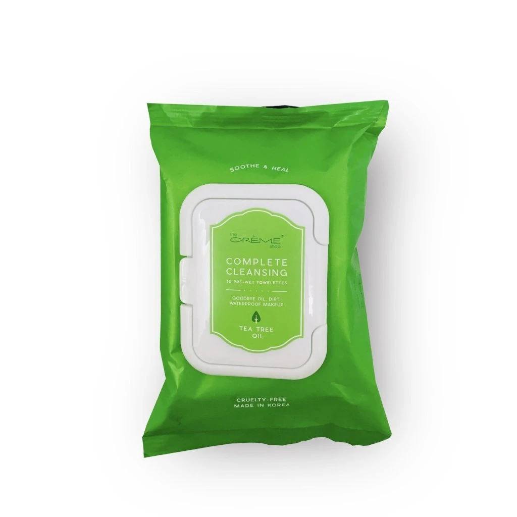 The Crème Shop Complete Cleansing Tea Tree Oil Pre-Wet Towelettes Skincare 1 The Crème Shop Complete Cleansing Tea Tree Oil Pre-Wet Towelettes Skincare