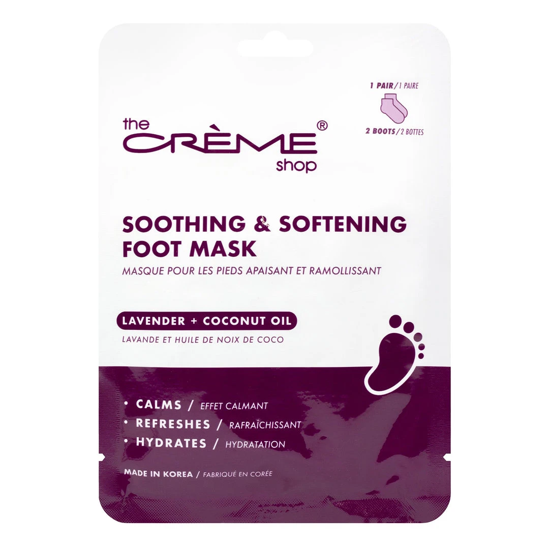 The Crème Shop Soothing & Softening Foot Mask | Lavender + Coconut Oil 1 The Crème Shop Soothing & Softening Foot Mask | Lavender + Coconut Oil