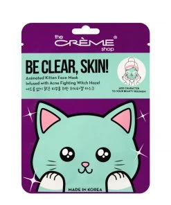 The Crème Shop Be Clear, Skin! Animated Kitten Face Mask - Acne Fighting Witch Hazel Skincare