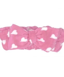 The Crème Shop Hot Pink Teddy Headyband™ With White Hearts | Cruelty-Free & Vegan Body & Spa