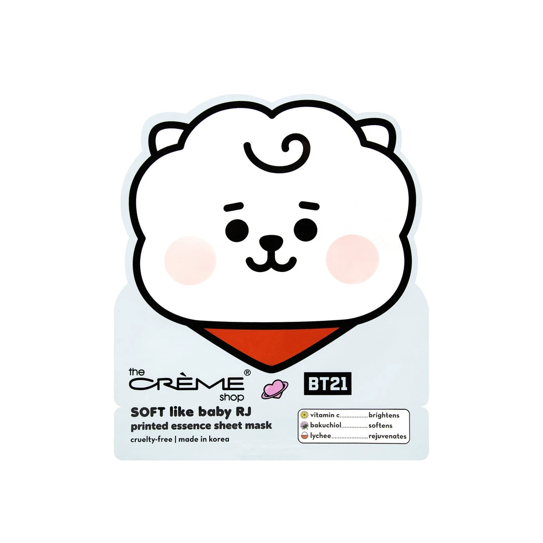 The Crème Shop X BT21 BABY New Arrivals SOFT Like Baby RJ Printed Essence Sheet Mask (Vitamin C, Bakuchiol, Lychee) 3 The Crème Shop X BT21 BABY New Arrivals SOFT Like Baby RJ Printed Essence Sheet Mask (Vitamin C, Bakuchiol, Lychee)