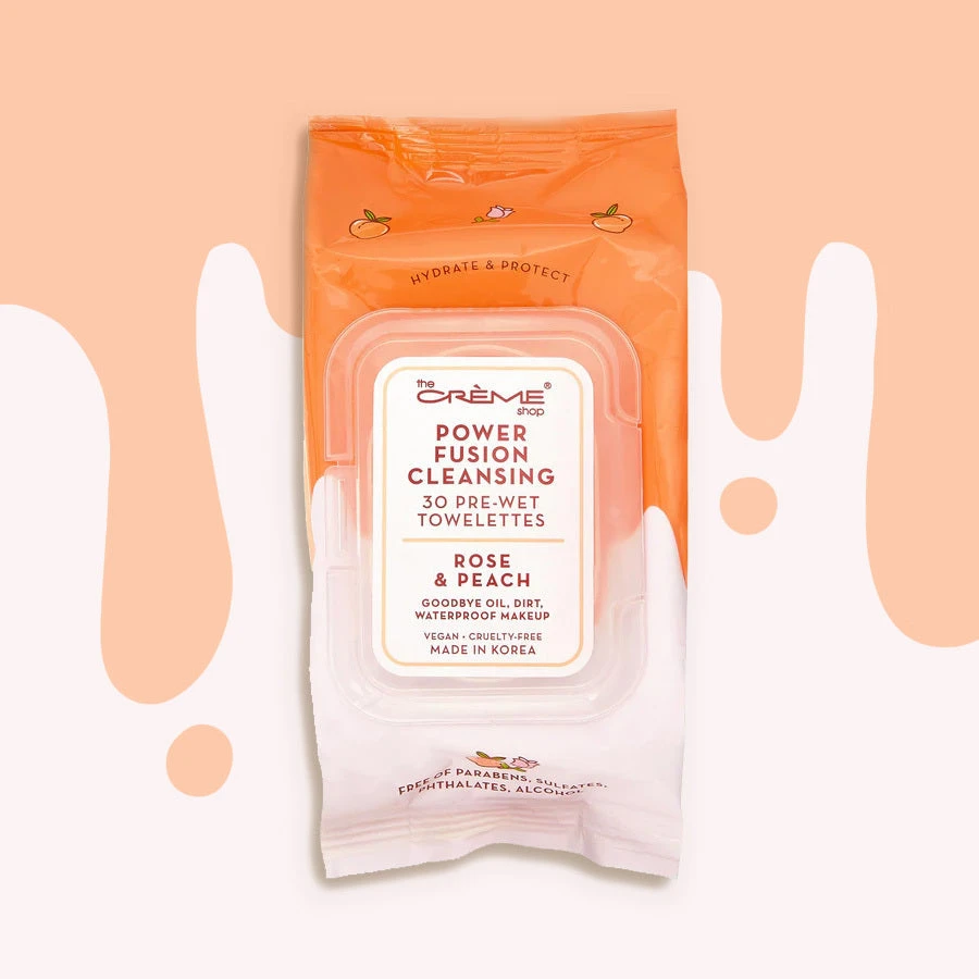 The Crème Shop New Arrivals Power Fusion Cleansing 30 Pre-Wet Towelettes - Rose & Peach 1 The Crème Shop New Arrivals Power Fusion Cleansing 30 Pre-Wet Towelettes - Rose & Peach