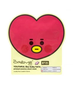 The Crème Shop X BT21 BABY YOUTHFUL Like Baby TATA Printed Essence Sheet Mask (Allantoin, Milk Thistle, Strawberry Extract)