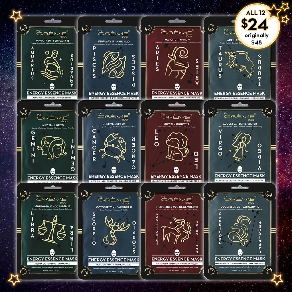 The Crème Shop Energy Essence Zodiac Sheet Masks 1 The Crème Shop Energy Essence Zodiac Sheet Masks